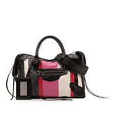 Small Lambskin Motocross Striped Classic City Satchel